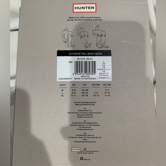 NWT Hunter Boot Socks LARGE Black - Picture 2 of 2